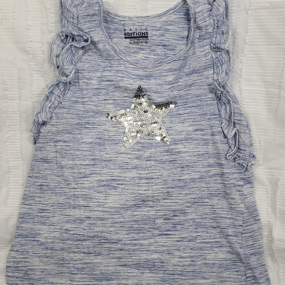 Girl's ruffled sequin tank, XL
